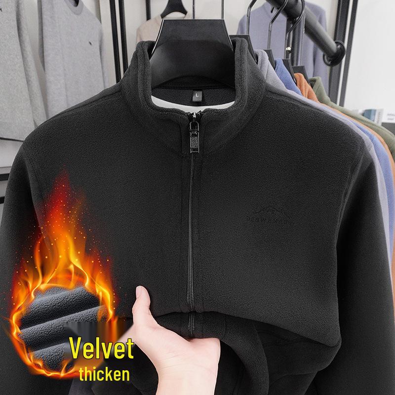Thickened Double-Sided Coral Fleece Jacket Hoodie – New Autumn/Winter Warm Stand Collar Cardigan with Zipper