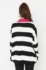 Women's Fashionable Stylish Hijab Sweater Black Striped Polo Neck Knitwear Sweater