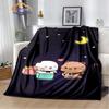 Cartoon Print Bear and Pa Blanket Cute Bubu Dudu Series S Warm Flannel Soft Comfortable Home Bed#(3)