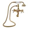 Antique Brass Shower System Wall Mounted Brass Handheld Shower Sprayer with Cross Handle Bathtub