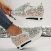 Sparkly Sequin Platform Sneakers Comfortable Wedge Heel Slip-On Design for Casual Shoes
