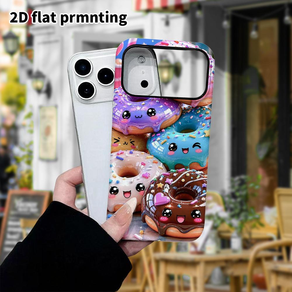 Phone Case: 2D flat, fits iPhone 18 17 16 15 14 13 12Pro protective case, cartoon donut, perfect Christmas and Halloween holiday gift