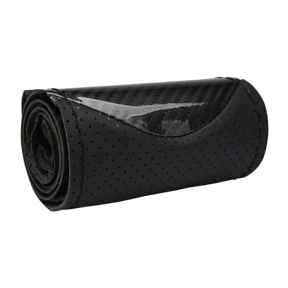 Carbon Fiber Car Steering Wheel Cover SeW DIY Hand Stitch PU Leather Protector Braiding Cover For Steering Wheel D9R4