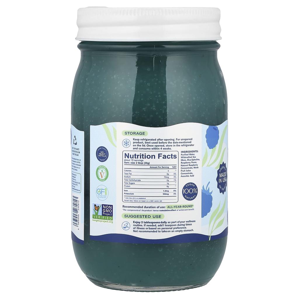 Natural Superfoods, Blue Spirulina & Raspberry Flavor, 473 Ml (16 Fl Oz)
