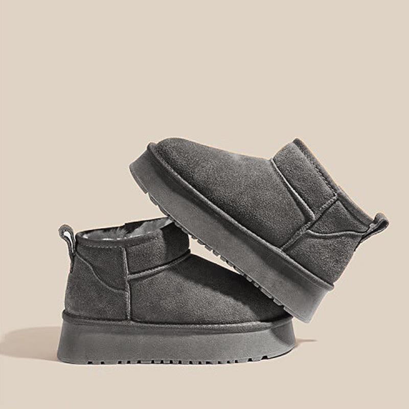 Новые зимние ботинки из натуральной кожи с толстой подошвой и мехом для женщин, утолщенные нескользящие теплые ботинки на флисовой подкладке