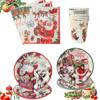 Thickened Party Dinnerware Set Santa Claus Print Paper Plate and Cups  Navidad