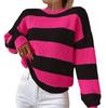 Женский повседневный полосатый свитер с длинными рукавами, пуловер с круглым вырезом, топ-свитер