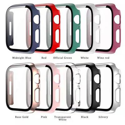 Совместимый защитный жесткий чехол для Apple Watch Series 5/6/7/8/9 с защитной пленкой из закаленного стекла