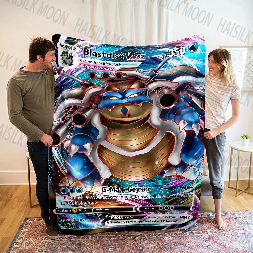1PC Japan Pokemon Cards S-Squirtle Printed Blanket, Cozy and Warm Blanket for Sofa, Bed, Camping,Holiday Gift for Family Friends