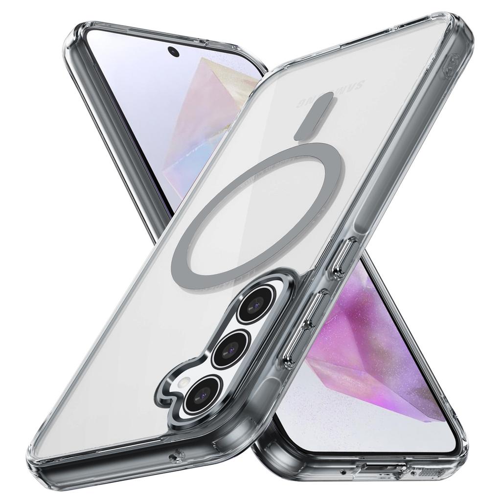 Магнитный чехол для телефона Samsung Galaxy A35 5G, TPU рамка, прозрачная поликарбонатная задняя крышка