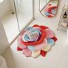 3D Цветочный Ковер Абсорбирующий Быстросохнущий Неправильной Формы Плюшевый Цветочный Напольный Коврик Моющийся Нескользящий Ковер для Гостиной Спальни Ванной Комнаты Кухни Декоративный