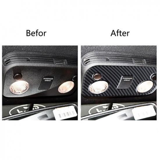 Roof Lamp Reading Light Cover Trim For Ford Mustang 2015- Carbon Fiber Style