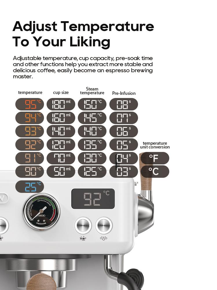 HiBREW H10 Plus Espresso Coffee Machine, 20Bar Semi-Automatic Coffee Maker, Fast Heating, Temperature Control, Steam Frother for Cappuccino Latte