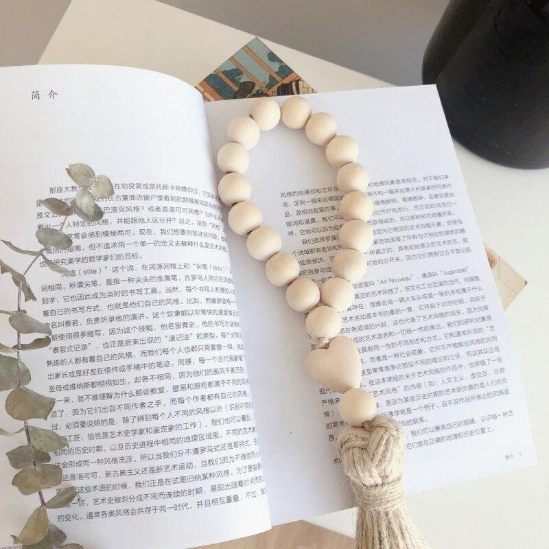 Гирлянда из деревянных бусин в деревенском стиле, декор для стен, украшения в стиле бохо, плетеные кисточки, настенные подвески