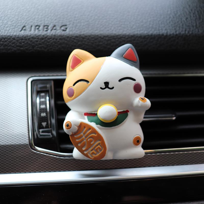 Lucky Cat Car Air Freshener Fragrance Diffuser Resin Art Car Air Conditioner Outlet Vent Perfume Clip Auto Interior