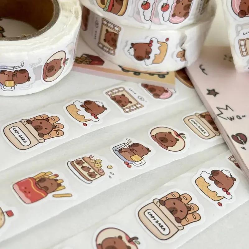 500 stickers capybara roll stickers high value cute cartoon decorative stickers sealing stickers