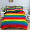 Rainbow Printing Bedding Set Colorful Stripe Duvet Cover Set Soft,Comfortable And Breathable King Queen Size Bedclothes Set 3Pcs