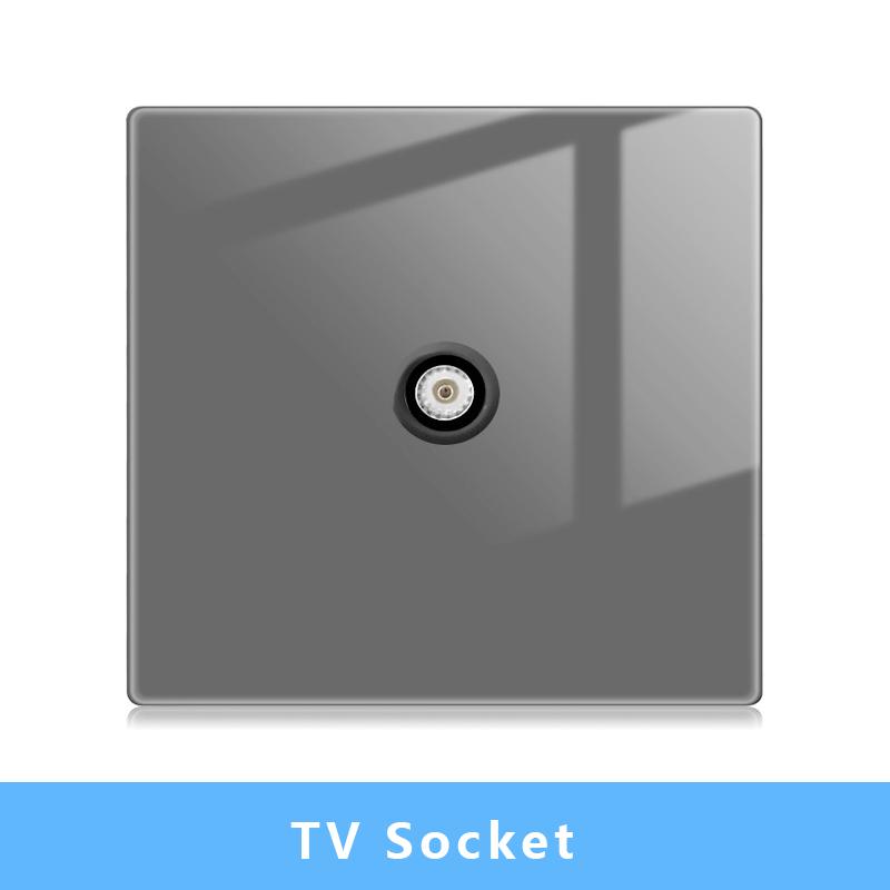 Настенный выключатель света Панель светодиодных индикаторов UK EU FR Универсальная электрическая розетка USB Фортепианные клавиши Самовосстанавливающиеся настенные выключатели Телевизор Компьютер