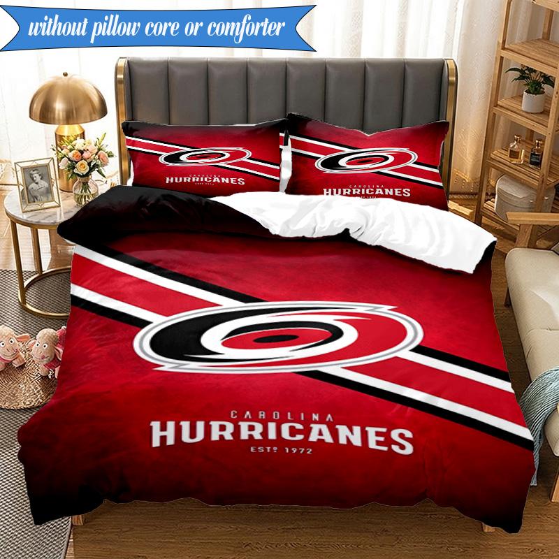 3PCS Hurricanes Team Spirit Bedding Set,Including 1pc Duvet Cover And 2pcs Pillowcases Perfect for Bedroom, Dormitory, Fan Christmas gift
