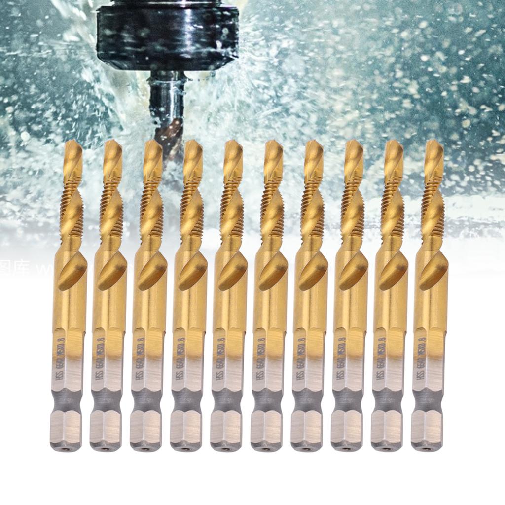 10 шт. Метчики Сверла HSS 6.1 Шестигранный Квадратный Хвостовик Ti Покрытие Композитные M5 Метизы Ручные Инструменты