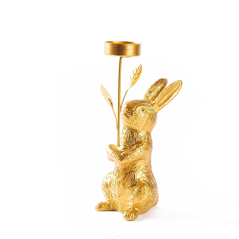 Resin Easter Bunny Candle Holder Elegant Delicate Candlestick Ornament Cartoon Rabbit Nordic Candle Stand Table Centerpiece