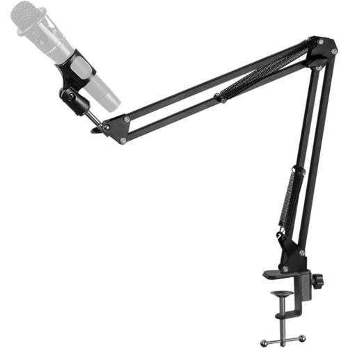 DIFEIUKI Desk-Mounted Microphone Stand with 360 Rotation, Adjustable Angle, Extendable, and Foldable for Condenser and Dynamic Microphones, Ideal for