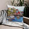 1pc Coastal Charm 45.72x45.72 Cm Throw Pillow Cover - Ultra-Soft Polyester, Nautical Mileage Sketch Design, Zipper, Machine Washable - Ideal for Livin