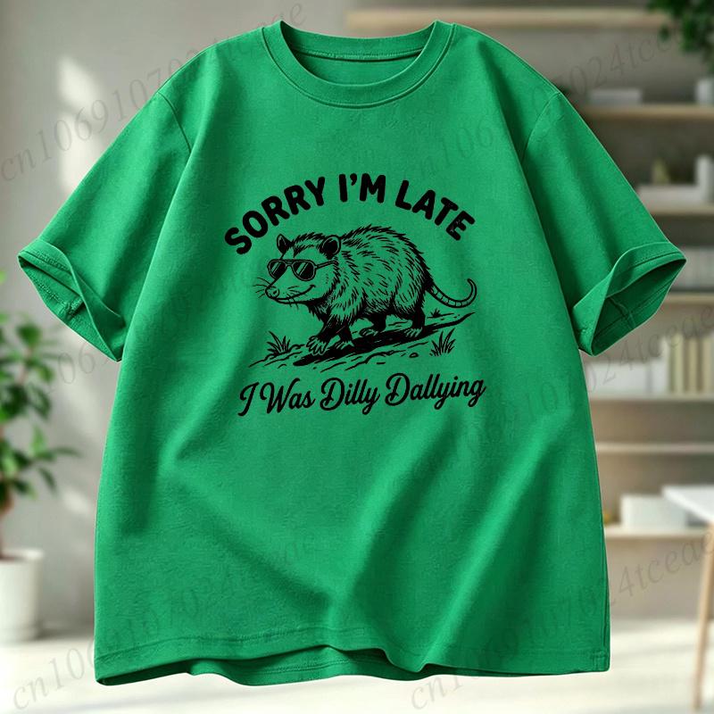 Unisex Tshirt High Quality Funny Opossum Design Printing Shirts Casual Cool Loose Oneck Male For Unisex Tshirt Hip Hop Tees Tops