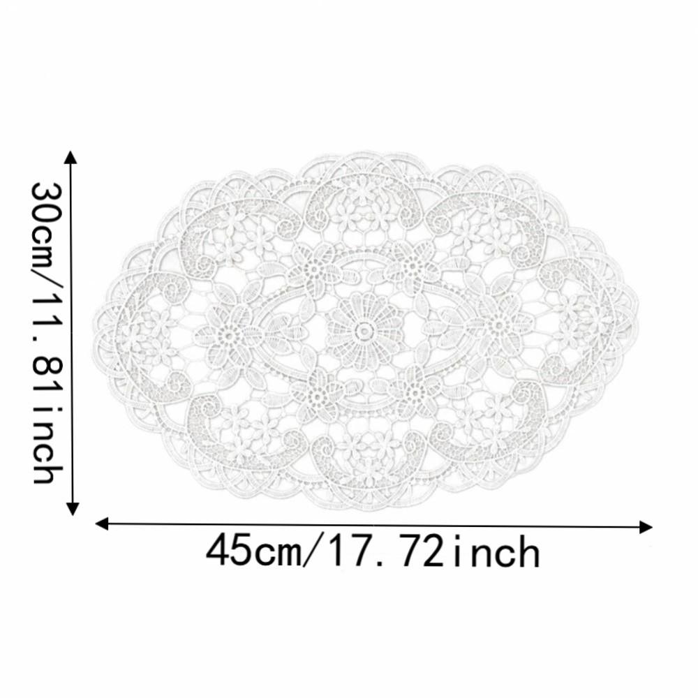 Flower Embroidery Lace Table Mat Embroidered Vase Table Lamp Pad Lace Table Cloth Beside Table