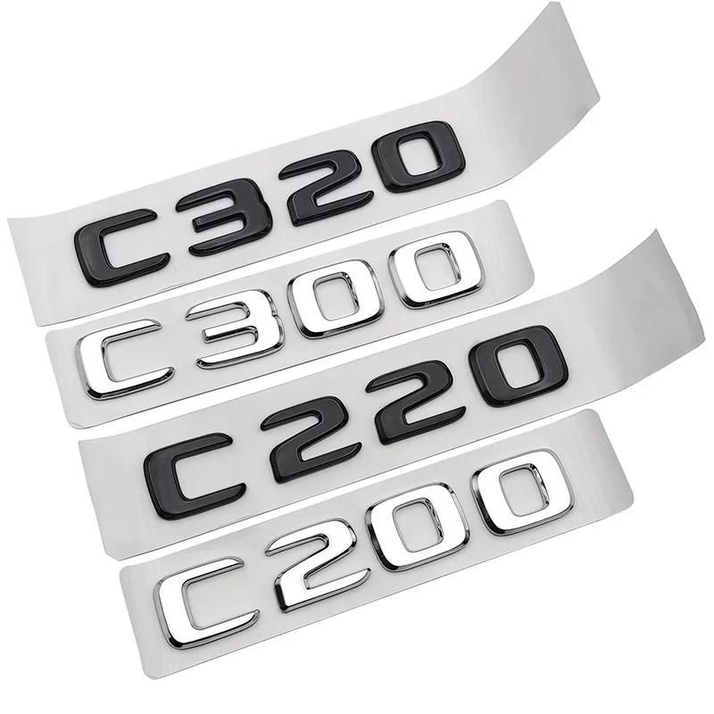 For Mercedes Benz ABS Black Chrome Letters 3D Car Trunk Letters Badge For Mercedes Benz C 200 220 300 C200 C220 C300 C320 Logo Sticker Accessories DP1