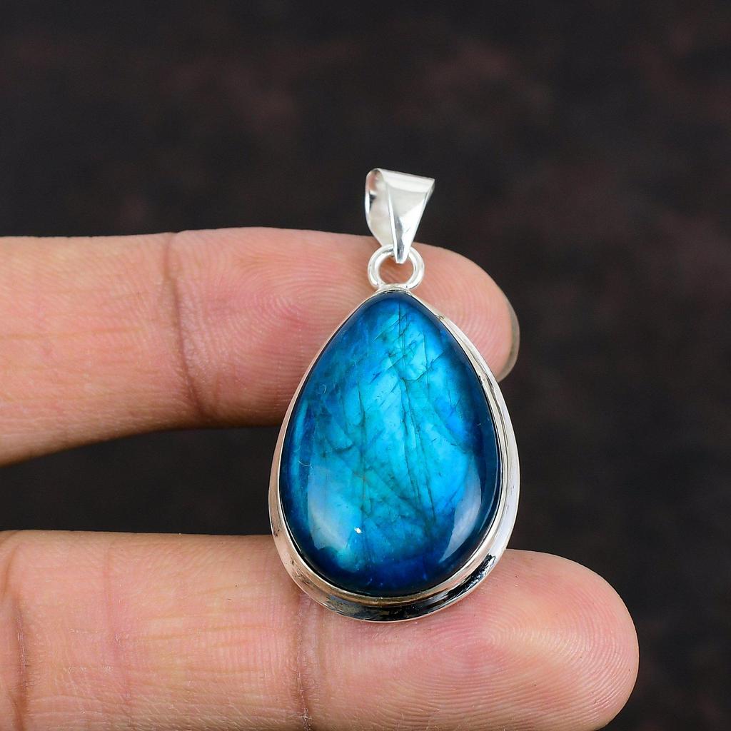 Neon Flash Labradorite Pendant Natural Gemstone Jewelry Statement Pendant 925 Sterling Silver Pendant Handmade Silver Jewelry Gifts For Him