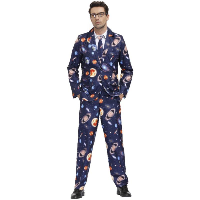 Мужской костюм в стиле ретро диско с полосками для праздничной вечеринки - Радужный, Мужской костюм на Хэллоуин