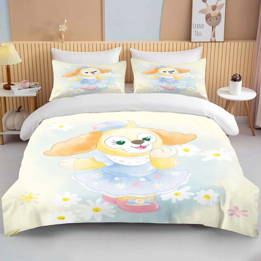 10 размеров Постельное белье с принтом Disney Duffy and Friends Мультяшный микрофибровый комплект для кровати Наволочка Покрывало для взрослой кровати Спальный комплект для спальни Пододеяльник