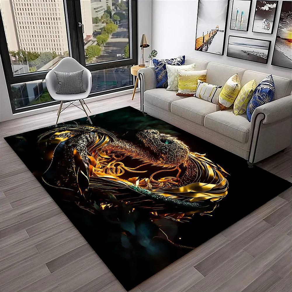 3D Gothic Snake Serpent Python Viper Carpet Rug for Home Living Room Bedroom Sofa Doormat Decor,kids Area Rug Non-slip Floor Mat