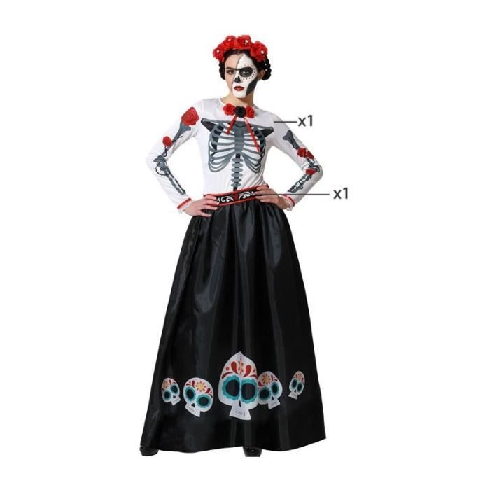 Женский костюм Мексиканский скелет - ATOSA - Длинное платье и пояс - Хэллоуин