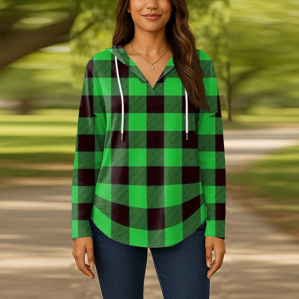 Женские модные толстовки с капюшоном V-образным вырезом с длинным рукавом и цветочным принтом на шнурке, повседневные свободные пуловеры