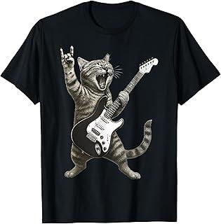 Unisexs Rock Cat Pattern Short Sleeve TShirts Funny 3D Guitar Cat Print Casual T shirt Outdoor Unisex Unisex Y2k Tops Summer Clothing