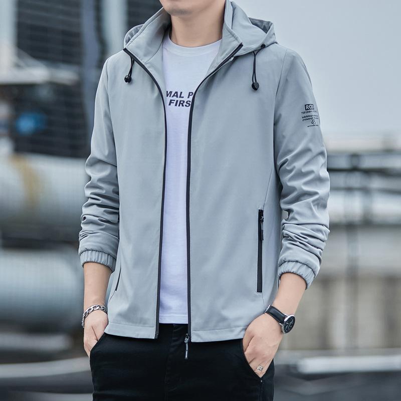 Men's Hooded Jacket Spring and Autumn New Casual All-match Tops Stand Collar Jacket Men's Coat Clothes