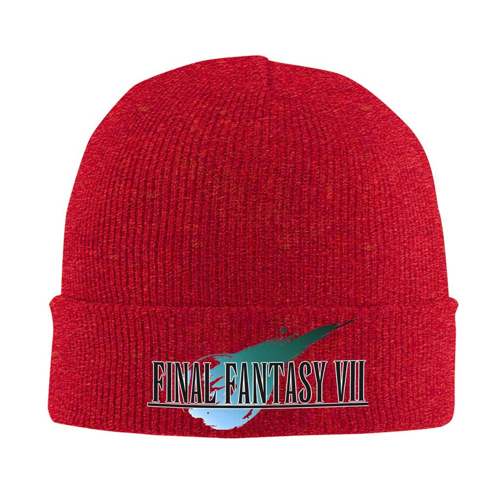 Логотип Final Fantasy VII Зимняя теплая шапка-бини с отворотом из ребристой вязки Для женщин Унисекс Вязаные шапки Шапки для геймеров Шапки-бини