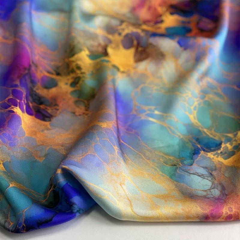 145x100cm Faux Silk Cotton Fabric Colorful blue Summer Silky Soft Material Dress Qipao Rayon DIY Craft Sewing Clothing Supplies