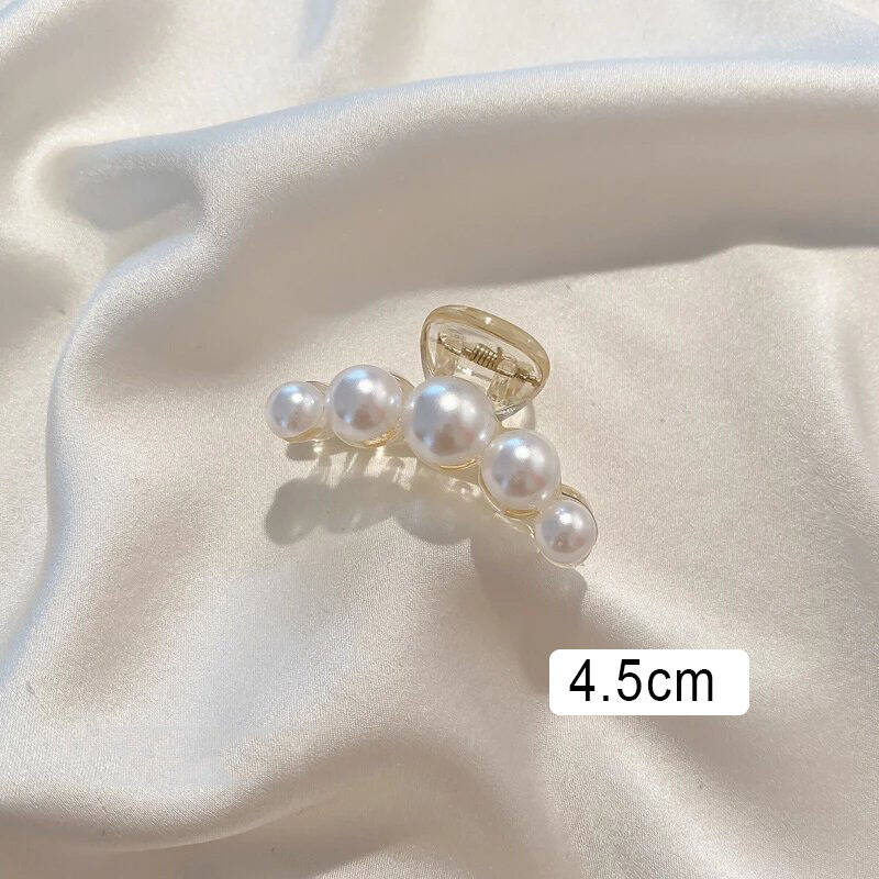 Элегантная заколка-краб для волос с искусственным жемчугом, женская, модная, неправильной формы, большая, бежевая, зажим для волос, заколки для девочек, корейские аксессуары для волос