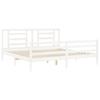 Solid Wood Bed with Headboard White 200 x 200 cm