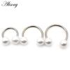Alisouy 1 шт., нержавеющая сталь, 16 г, жемчуг, круглая подкова C, зажим для губ, носа, пирсинг козелка, перегородки, кольцо, спиральная серьга для хряща