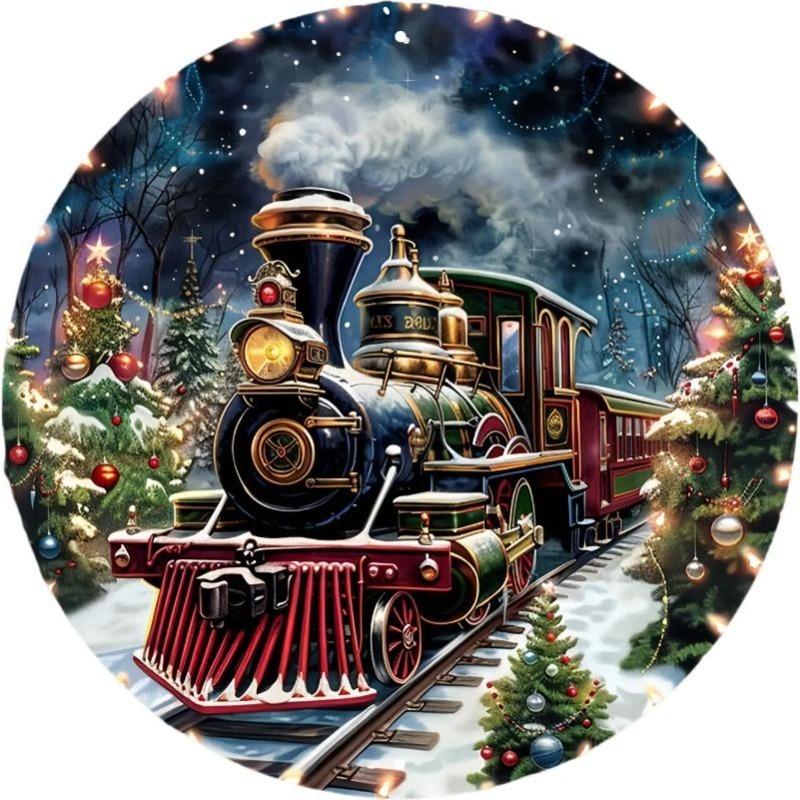 Witch Broom Halloween Sign, Round Aluminum Wall Plaque 20x20cm