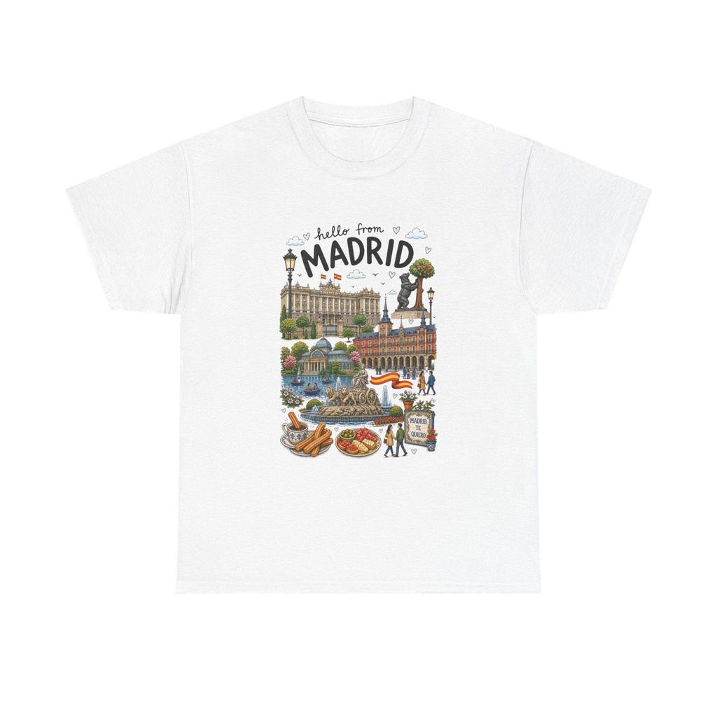 Madrid Travel Shirt, Spain Doodle Tee, City Souvenir Graphic T-Shirt