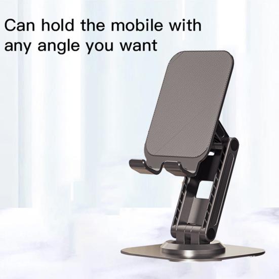 Aluminum Alloy Phone Holder 360 Rotatable Non-slip Foldable Heavy Duty Desktop Tablet Mobile Phone Stand Phone Accessories