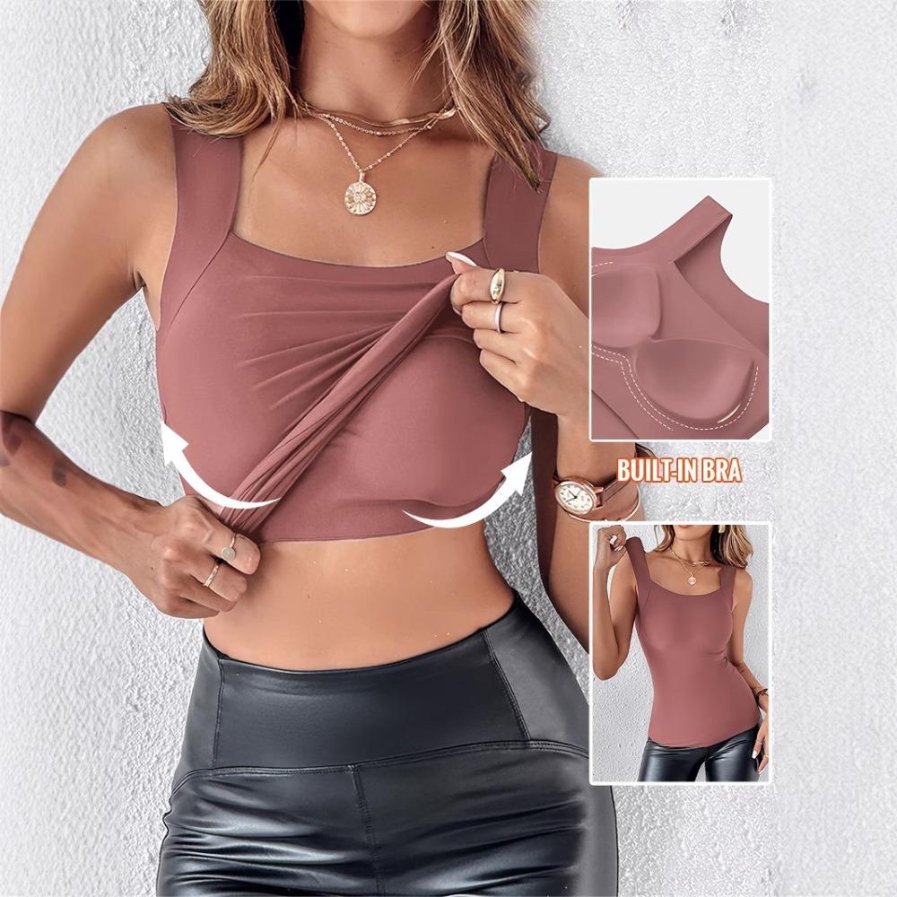 Ladies Fashionable Solid Color Chest Cushion Outerwear Base Underwear Home Sleeveless Vest Fashionable Comfortable Versatile Slim Fit Vest