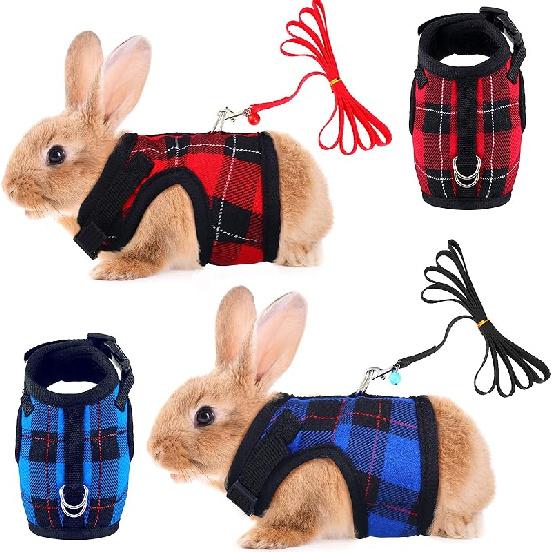 2 Pieces Guinea Pig Harness and Leash with Safety Bell Adjustable Hamster Ferret Harness and Leash Set No Pulling Walking Vest for Ferret Chinchilla