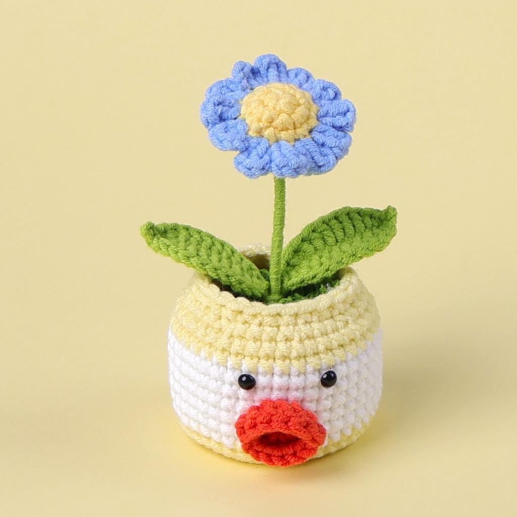 Mini Animal Crochet Potted Cute Handwoven Cartoon Flowers Creative Hand-knitted Car Home Desktop Shelf Decor Items Gift