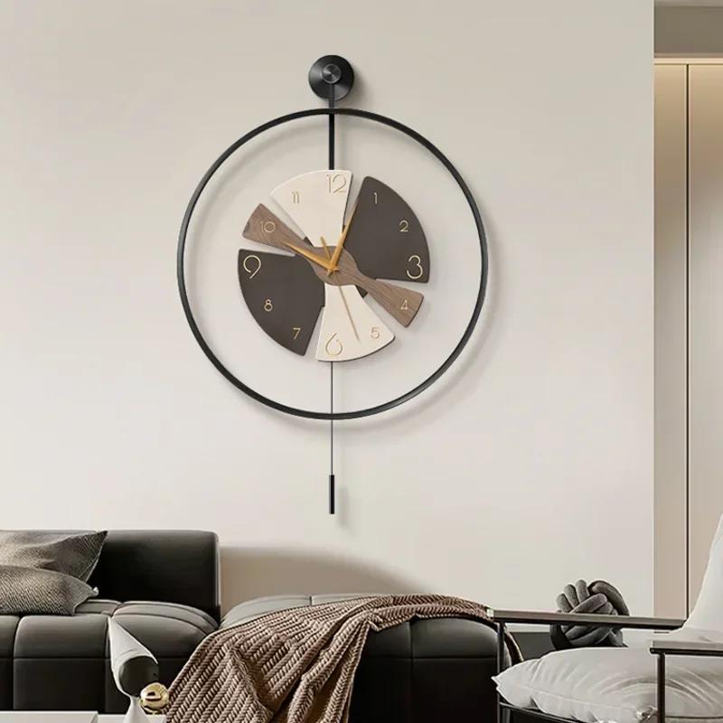 Living Room Decoration Wall Clock Home Decor Luxury Art No Punching Dining Room Wall Decoration Pendulum